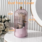 YOOLENS Makeup Brush Holder with Lid 360 Rotating Clear Dustproof Make Up Organizers for Vanity Bathroom Countertop, Pink