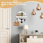 Key Holder for Wall, Key and Mail Holder Organizer with - Key Holder Wall Mount - Round Wooden Rustic Home Decor for Entryway