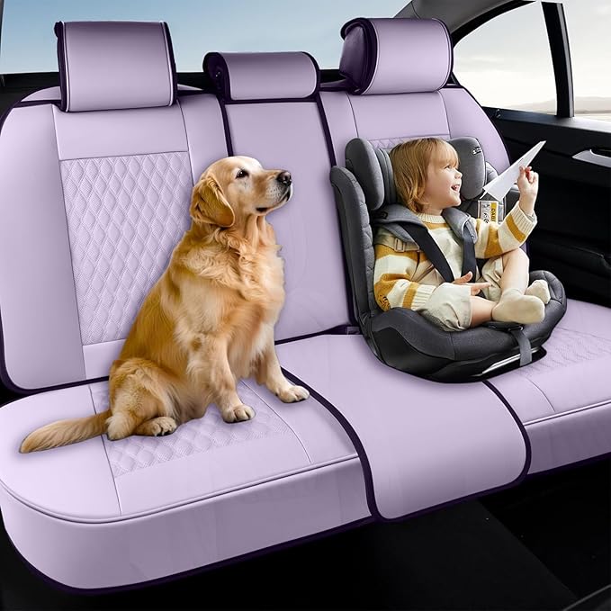 Coverado Rear Seat Covers, Leather Seat Cover for Car, Universal Waterproof Automotive Seat Cushion Protector for Most Cars T