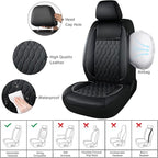 CAROMOP Faux Leather Car Seat Covers Full Set,Luxury and Comfortable Covers for Cars,Split Bench Compatible Car Interior Cove