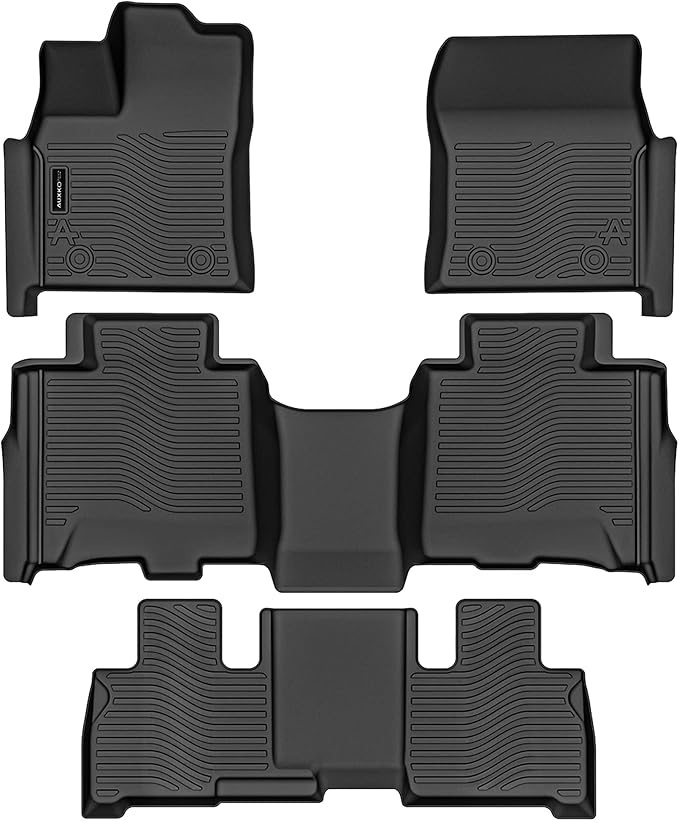 Auxko All Weather Floor Mats Fit for Toyota Sequoia 2023 2024 2025 TPE Rubber Liners Set Sequoia Accessories All Season Guard Odorless Anti-Slip Floor Mats