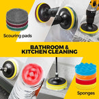 Holikme 22Pack Drill Brush Attachments Set, Scrub Pads & Sponge, Buffing Pads, Power Scrubber Brush, Car Polishing Pad Kit,Wa
