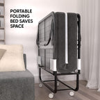 EconoHome Folding Bed with Mattress - 75x31 Cot Size Frame - Portable Rollaway Guest Bed with 5-inch Memory Foam Mattress - S