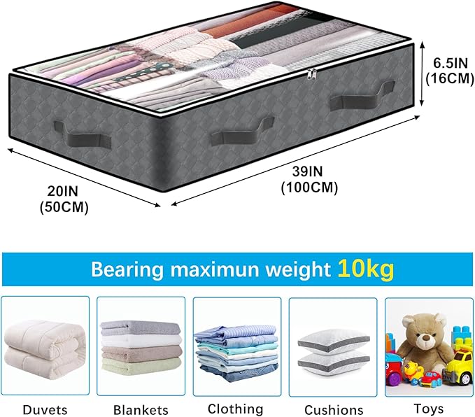 6 Pack Under Bed Storage Containers + 6 Pack Clothes Storage Bags