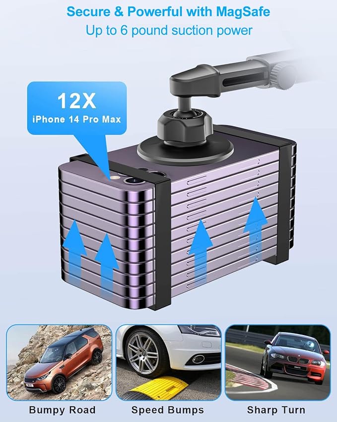 Car CD Slot Phone Mount Magnetic, Car CD Player Phone Holder Mag-Safe with Telescopic Arm [Upgraded Powerful Magnet] for iPhone 15/14/ 13 Series, MagSafe Case & Other Android Phones