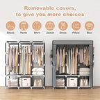 VTRIN Portable Closet Wardrobe for Hanging Clothes Closet with Cover, 3 Hanging rods, 6 Storage Shelves and Side Pocket, Diam