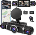 360° Dash Cam Front and Rear View 4 Channel Dash Camera FHD 2K+1080Px3 for Car, Inside/Back 170°+2x150°+170° Wide Angle, 8 IR