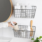 ABuff 6 Pack Metal Wire Storage Baskets Wall Mounted Hanging Wall Basket with Traceless Tape, Hanging Kitchen Organizer Baske