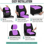 FH Group Automotive Seat Covers Flat Cloth Full Set Purple Car Seat Covers, Rear Solid Bench Universal Fit and Car Seat Prote