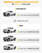 3W Floor Mats & Front Carpet Fit for 2019-2025 2026 Chevy Silverado/GMC Sierra Denali 1500 & 2020-2026 GMC Sierra 2500HD/3500HD Crew Cab, TPE All Weather Accessories 2 Rows Full Set Car Mats