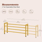 FAVOOSTY 2-Tier Expandable Shoe Rack, Adjustable Shoe Shelf Storage Organizer Space Saving Metal Free Standing Shoe Rack for 