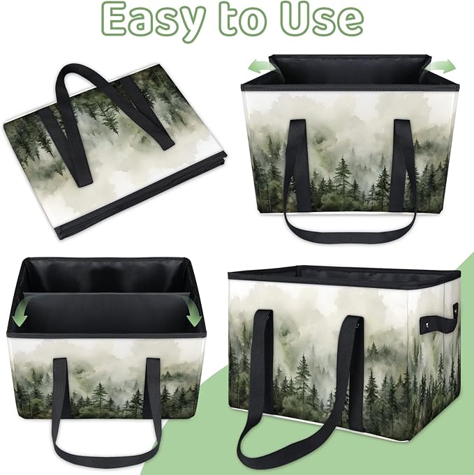 Reusable Grocery Bags Heavy Duty Shopping Bags Foldable Large Tote Bags with Long Handles & Hard Bottom