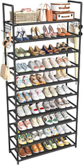 Simple Trending Tall Shoe Rack Storage Holds 40 Pairs, 10 Tier Shoe Organizer Shelf Large Capacity for Entryway Closet, Black