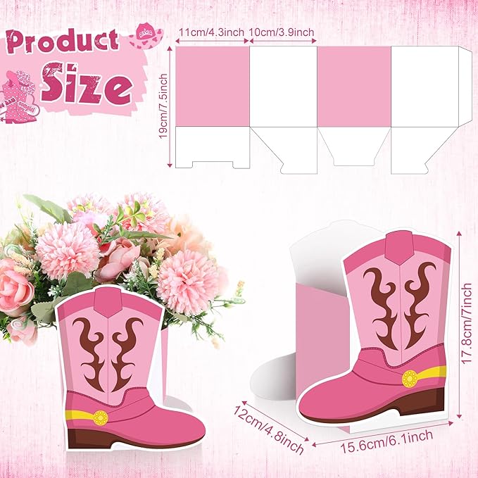 8 Set Western Cowboy Boots Flower Boxes Centerpiece Boot Shape Gift Boxes Western Party Decoration Vase Centerpieces for Tabl