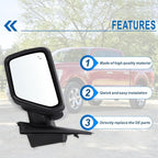 Left Driver Side Mirror Compatible With 2021-2026 Ford F150 With Manual Folding Power Glass Heated Blind Spot Turn Signal Light Puddle Light Chrome Replace#ML3Z17683SA(11Pins)