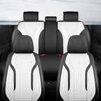 Leather Car Seat Covers Full Set, Breathable Faux Leather Seat Covers for Cars SUV Sedan Waterproof Blackwhite