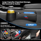 2 PCS Car Seat Gap Filler Organizer, Thickened Anti-Slip Leather Car Seat Crevice Storage Box with Cup Holder for BMW X3 X5 X7 X1 X6 X4 X1 X2 3 4 5 7 1 2 Accessories, with Sporty M 3-color logo