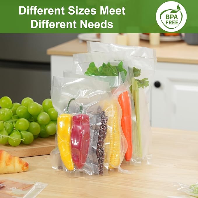Moretoes 300pcs Vacuum Sealer Bags, 150pcs Quart 8" x 12" and 150pcs Pint 6" x 10", BPA Free, Pre-cut Commercial Grade Vac Ba