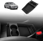 BestEvMod for Ioniq5 Lower Center Console Organizer Cup Holder Tray Storage Box Accessories with Rubber Black Trim Compatible with Hyundai Ioniq 5 2022-2024 Accessories (Lower Tray-Cup Holder Style)