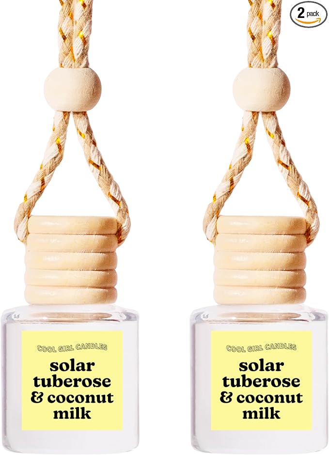 COOLGIRLCANDLES Solar Tuberose Coconut Milk Car Hanging Fragrance Oil Diffuser Car Air Freshener for Essential Oils, Long Las