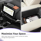 LUWU 2025 2026 Sienna Accessories for 2025 2026 Toyota Sienna Accessories Dashboard Storage Tray Center Console Organizer, Armrest Console Tray Storage Box Black 2-Pack (ONLY for 12.3-INCH Screen)