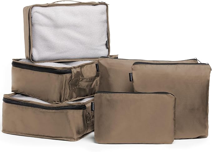 Brookstone Packing Cubes - 6 Piece Compression Packing Cubes for Travel Essentials - Luggage Sets Cube Storage Organizer Bags