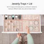 Voova Stackable Jewelry Organizer Tray with Lid, PU Leather Jewelry Storage Holder for Drawer Inserts, Jewellery Display Box 