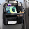 Leather Car Backseat Organizer with Foldable Table Tray, Hanging Car Storage Bag with Tablet Holder, Car Seat Back Protectors Kick Mats Travel Accessories (2)