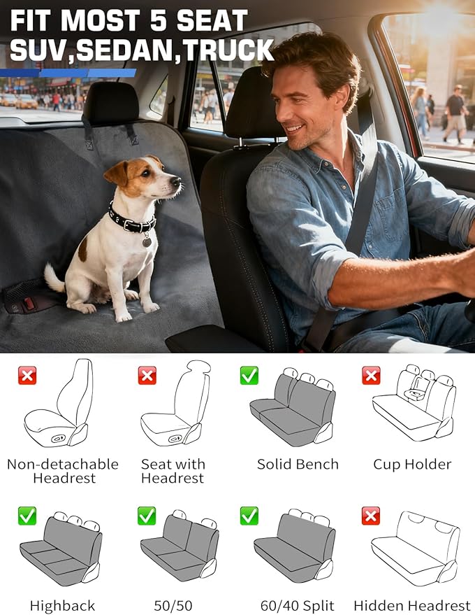 Terry Cloth Car Seat Cover - Waterproof Sweat Proof Towel Seat Protector, Washable Absorbent Seat Towel for Gym/Beach/After W