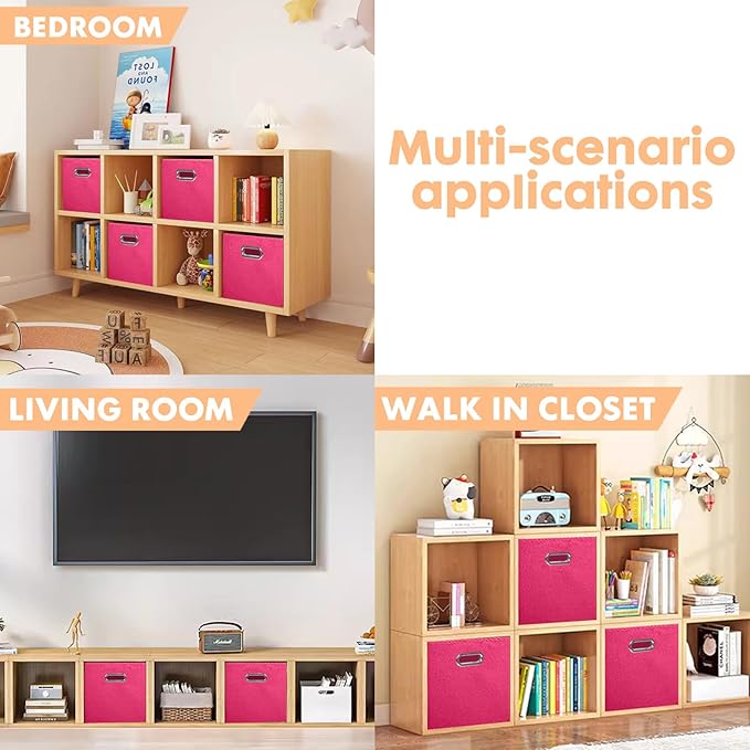 ShellKingdom Storage Bins, Foldable Fabric Storage Cubes And Cloth Storage Organizer Drawer with Metal Handle For Closet And 