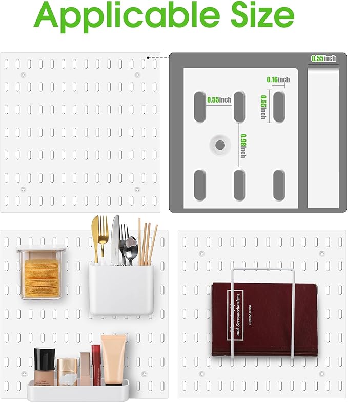 Yulejo 4 Pack Pegboard Accessories with Lid White Clear Peg Board Bins with Hooks Containers Plastic Pegboard Bins for Garage