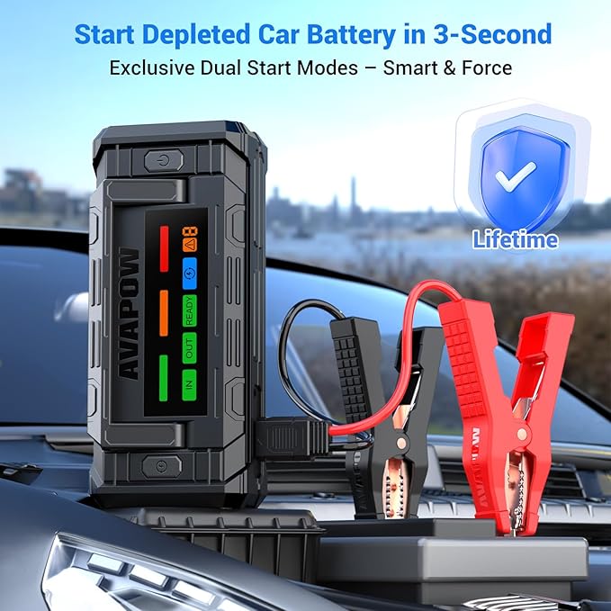 AVAPOW TJ68 10000A Battery Jump Starter Portable with 4 HD Display PD 65W Dual-Way Fast Charging,12V Jump Box, Car Battery