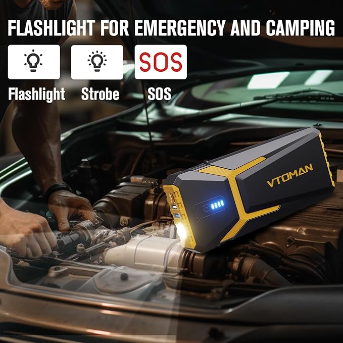 VTOMAN V10 Pro 4500A Jump Starter, Portable Car Starter (All Gas, 10.0L Diesel Engine) 12V Lithium Jump Box, Battery Booster