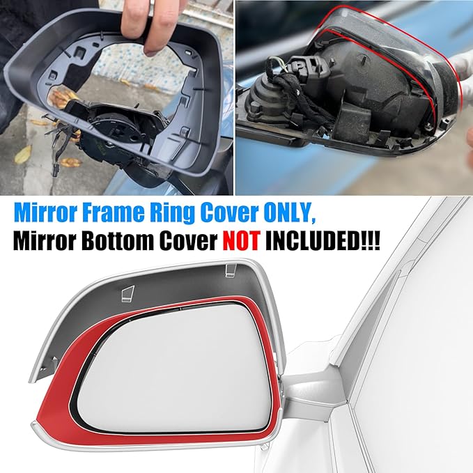 Jaronx Compatible with Tesla Model 3 Side Mirror Cover Housing 2017 2018 2019 2020 2021 2022 2023 2024 2025, Left Driver Door Wing Rearview Mirror Frame Cover Replacement for Tesla Model 3 Accessories