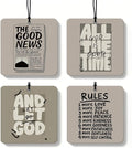 Neutral Christian Square Citrus Car Air Freshener 4 Pcs, Beige Religious Bible Verse Hanging Air Freshener for Cars Bathroom 