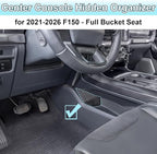 PIMCAR Center Console Hidden Organizer Compatible with 2021-2025 2026 Ford F150 Secret Compartment with Push-Button Lid Premium ABS Plastic Storage Box Insert Accessories