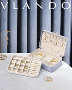Vlando Jewelry Box Organizer for Girl,Faux Leather Lockable Jewelry Holder Organzier Case Boxes with 2 Layers,Earrings Neckla
