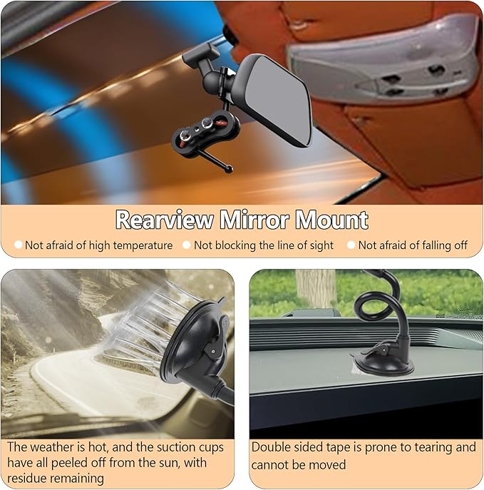 for Garmin Dash Cam Mount,Compatible with Garmin Mini/Mini 2/Mini 3/45/46/47/55/56/57/65W/66W/67W/Tandem/ X110/X210/X310 etc Dash Cam,Aluminum Rearview Mirror Bracket Kit (8.55mm Ball Heads)