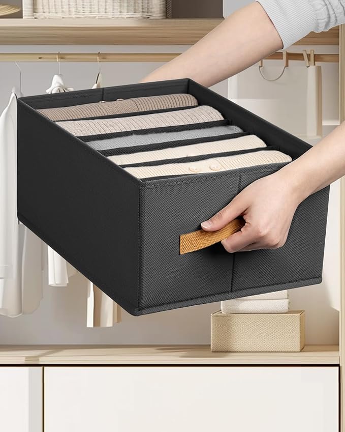 DIMJ Large Wardrobe Clothes Organizers - Foldable Closet Clothing Organizer for Jean Sweater Shirt Pants Underwear Bra, Divid