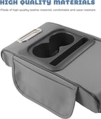 Car Armrest Storage Box,Car Accessories Console Organizers and Storage,Universal Waterproof Leather Console Cover with Cup Holder and Phone Holder,Suitable for Most Cars (Normal, Gray)