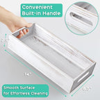 ALELION White Bathroom Basket - Wooden Toilet Tank Paper Basket with Handle for Organizing - Back of Toilet Storage Organizer