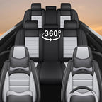 Seat Covers for Ford Expedition Max 2018-2026 8 Seaters, Compatible Airbag Non-Slip Waterproof Leather Seat Protector, Luxury Car Seat Cover Full Set with Pillow Steering Wheel Covers, Black Gray