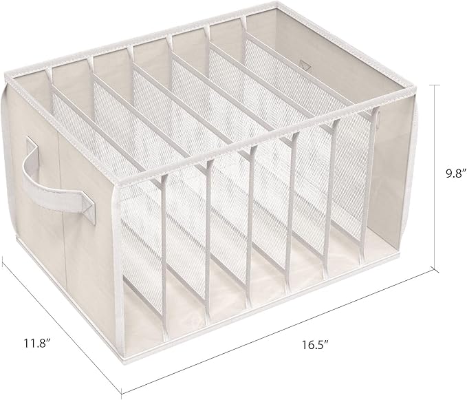 Zilink Upgraded Wardrobe Clothes Organizer with Support Board Clear Pants Organizer for Closet with 7 Grids Divider Extra Lar