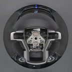 MEWANT DIY Black Athsuede Shiny PU Carbon Fiber Steering Wheel Cover for Ford F150 F250 F350 F450 Expedition 2018-2021