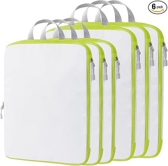 Compression Packing Cubes, 6 Set Packing Cubes for Travel Compression, Lightweight Compressible Package Organizer for Carry O