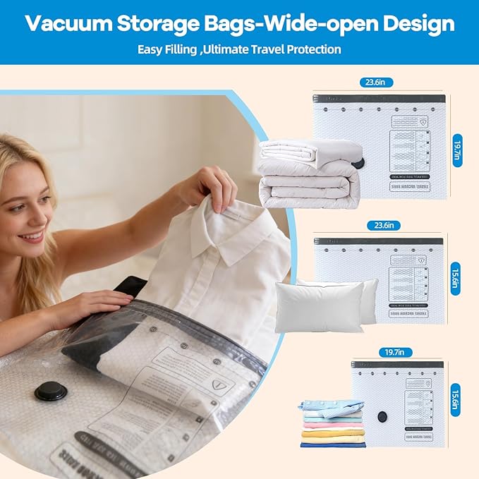9 Packs Jumbo Vacuum Storage Bags With Vacuum Pump Extra Large Compression Bags for Clothes Bedding, Space Saver for House Mo