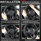 GIANT PANDA Steering Wheel Cover for GMC Sierra Acadia Terrain Yukon(Black-Standard Size)