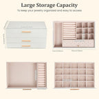 Dajasan Jewelry Box Organizer, 3-Tier Large Jewelry Storage Organizer with 2 Drawers, Space-Saving Jewelry Boxes for Women, P