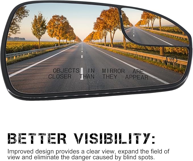 Passenger Right Side Power Heated Mirror Glass Compatible with Ford Fusion 2013-2020 Blind Spot Side View Convex Mirror Glass with Rear Holder Replace DS7Z17K707B DS7Z-17K707-B