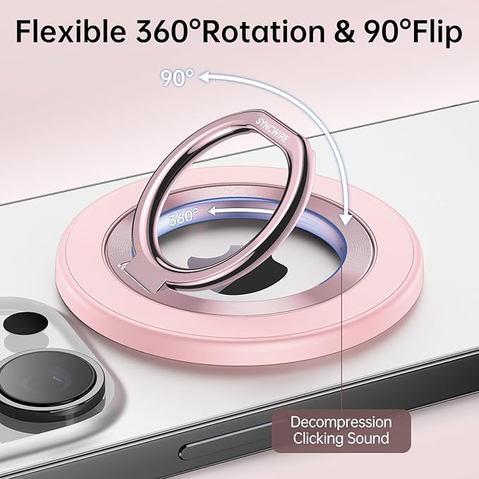 SYNCWIRE Magnetic Phone Ring Holder for MagSafe [2 Pack] - Magnet Cell Phone Grip Stand Finger Ring Kickstand Two-Sided Magnetic Compatible with iPhone 17 Pro Max 16 15 14 13 12 MagSafe Accessories